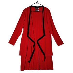 Antthony Women's 2-piece Red Black Midi Dress & Jacket Perfect for Work Travel